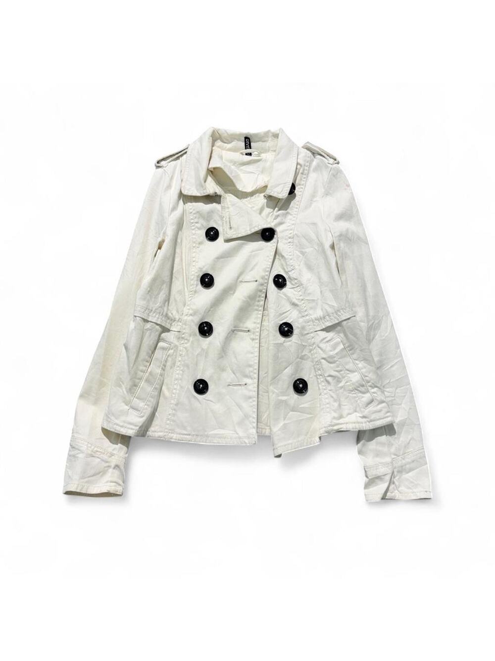 Cream cropped trench double breasted